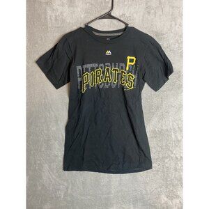 Majestic Mens Small Black Pittsburgh Pirates Short Sleeve Shirt